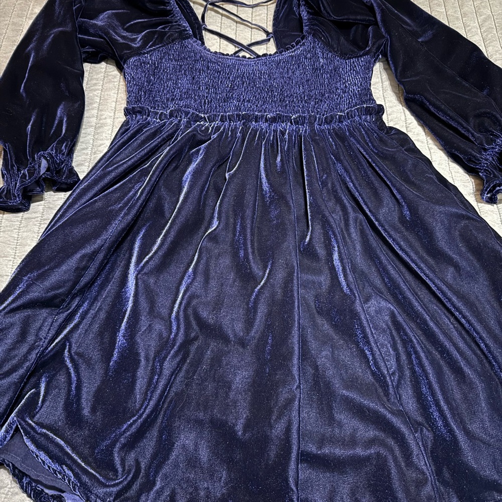 Free People Daphne Velvet Mini Lace-Up Dress